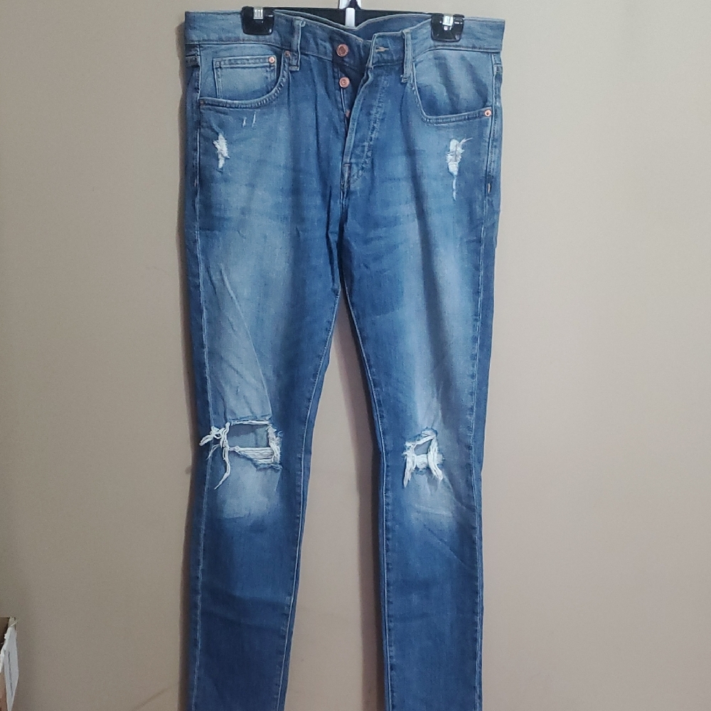 H&M Men's Blue Distressed Slim Fit Jeans Size 33